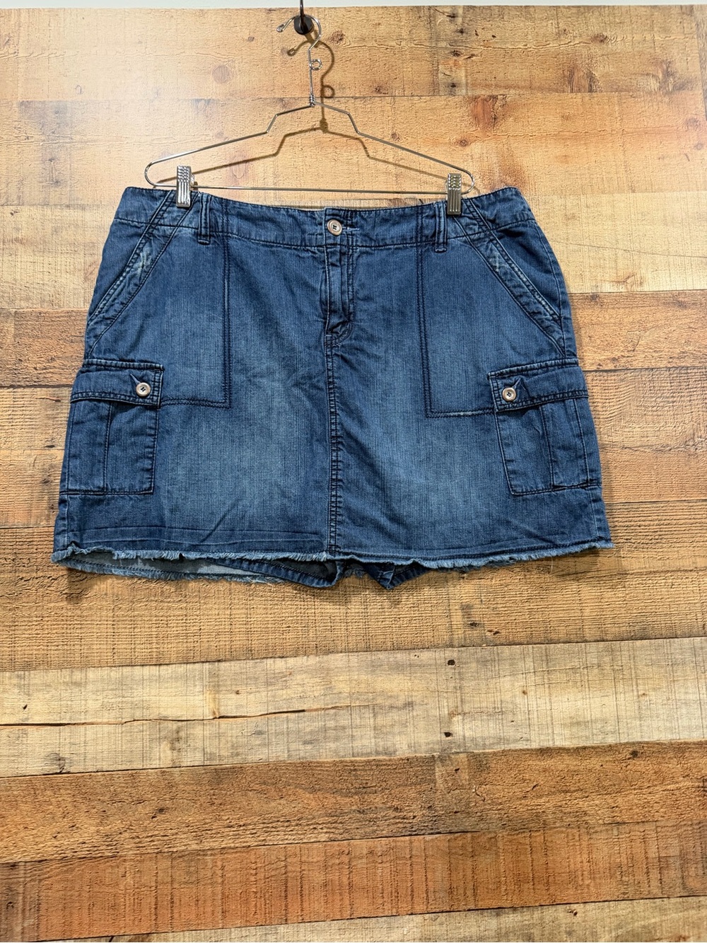 Lane Bryant Dark Blue Denim Skort with Frayed Hem Size 18
